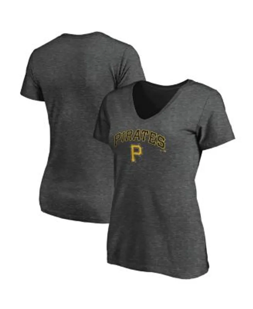 Fanatics Women's Branded Heathered Charcoal Pittsburgh Pirates Team Logo  Lockup V-Neck T-shirt