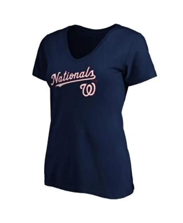 Women's Fanatics Branded Red Washington Nationals Core Team Lockup Long  Sleeve V-Neck T-Shirt
