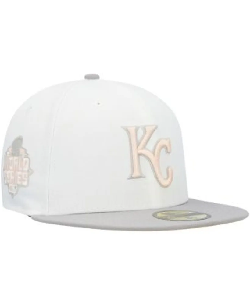 New Era Men's White, Gray Kansas City Royals 2015 World Series Side Patch  Peach Undervisor 59FIFTY Fitted Hat