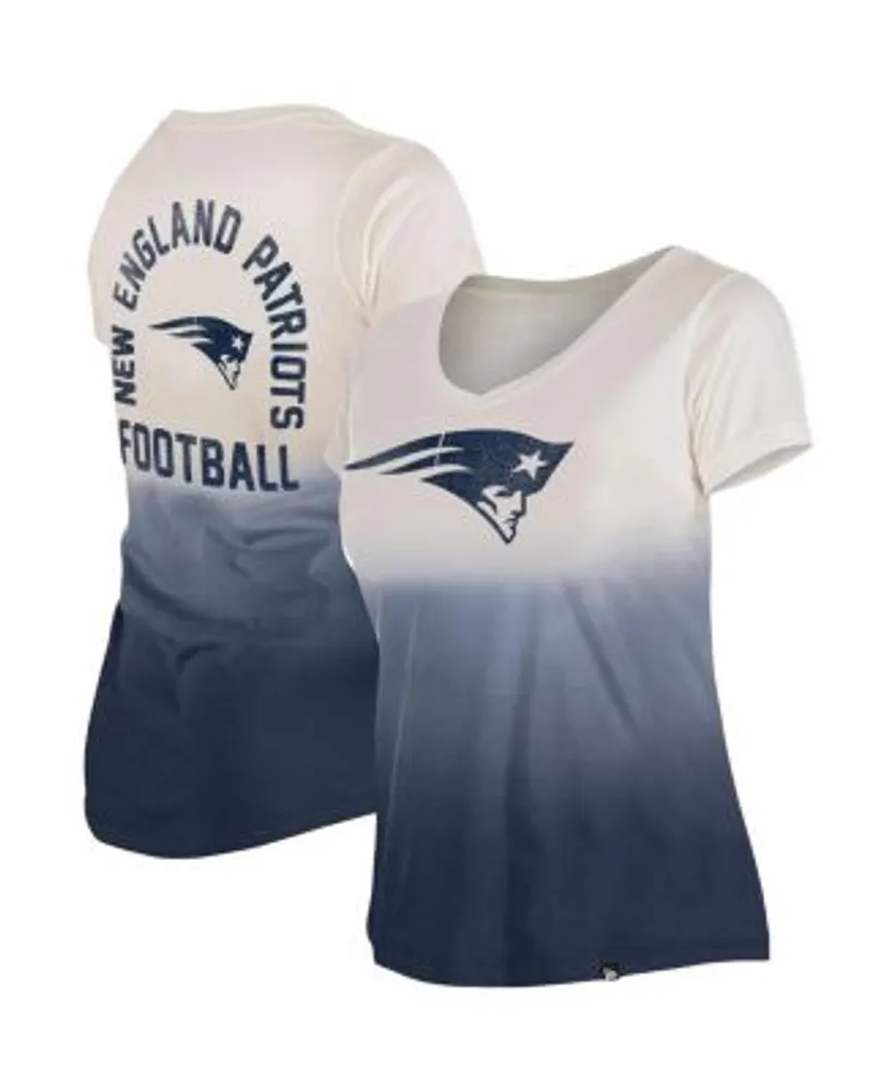 New Era Women's Navy New England Patriots Dip Dye V-Neck T-shirt