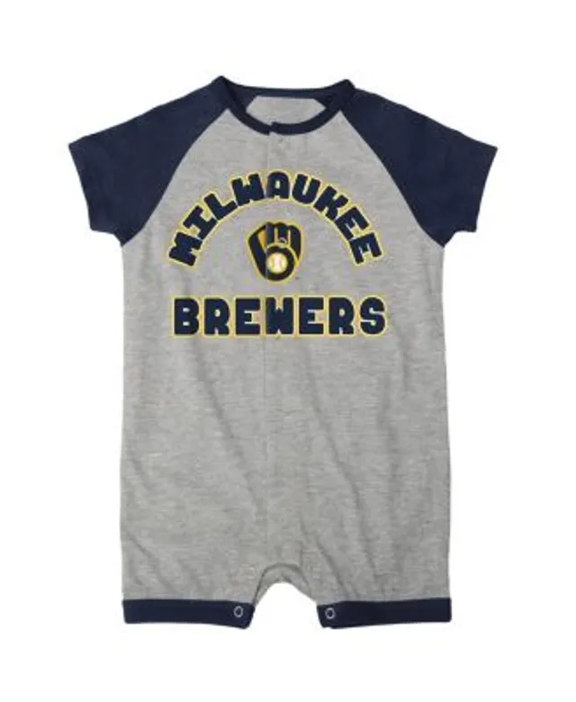 Outerstuff Infant Boys and Girls Heather Gray Detroit Tigers Extra Base Hit  Raglan Full-Snap Romper