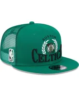 Boston Celtics New Era Stripes 9FORTY Trucker Snapback Hat - Kelly