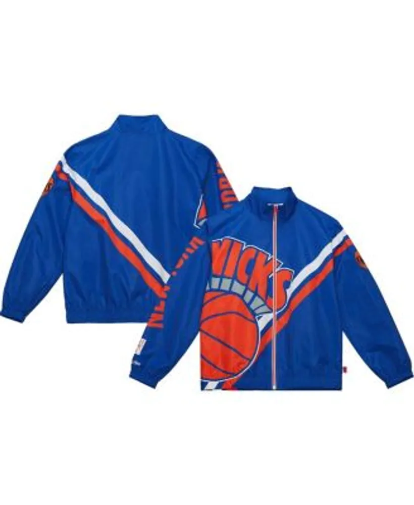 Mitchell & Ness Blue New York Knicks Exploded Logo Warm-Up Full-Zip Jacket