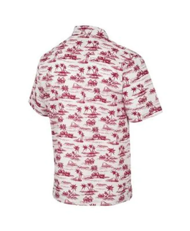 Men's Tommy Bahama White Wisconsin Badgers Run Like You Stole It Camp  Button-Up Shirt