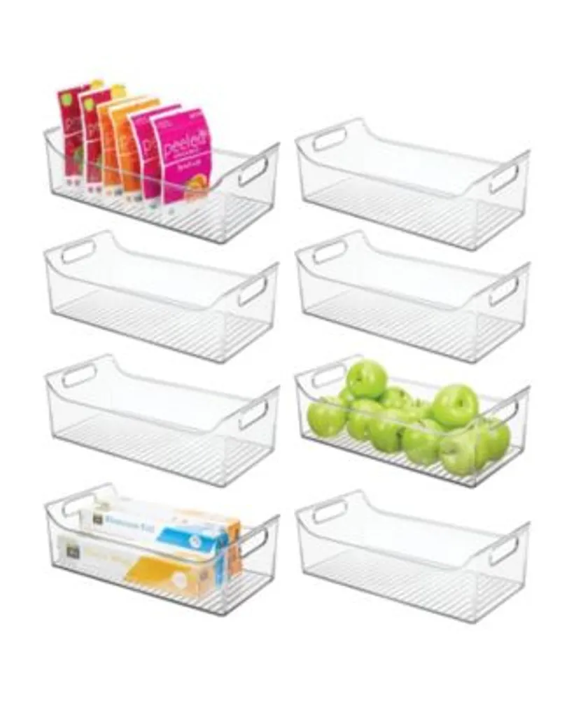 mDesign Small Plastic Stackable Kitchen Storage Box, Handles, Lid, 8 Pack,  Clear