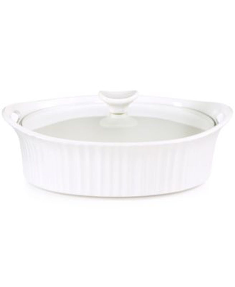 French White 1.5-quart Oval Casserole Dish with Lid