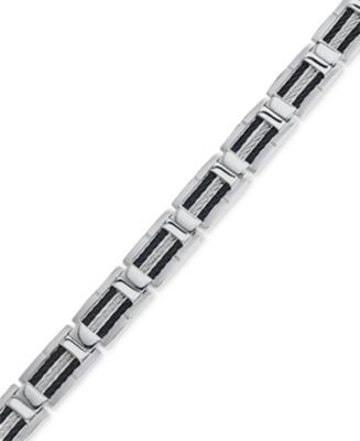 Men's Black and Grey Cable Bracelet in Stainless Steel