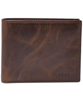 Men's Leather Wallet Derrick RFID-Blocking Bifold with Flip ID 