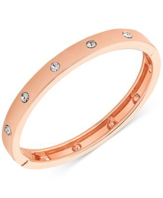 Rose Gold-Tone Hinge Bracelet with Clear Stones