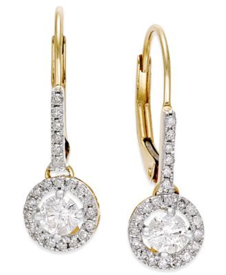 Diamond Round Drop Earrings 14k White Gold, Yellow Gold or Rose (1/2 ct. t.w.)
