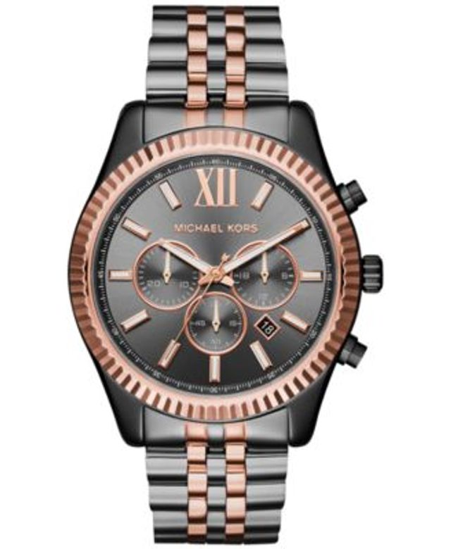 Michael Kors Men's Lexington Multifunction Two-Tone Stainless Steel  Bracelet Watch 45mm | Connecticut Post Mall