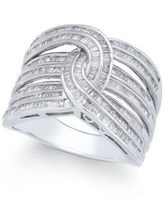 Diamond Baguette Interwoven Statement Ring (1 ct. t.w.) Sterling Silver (Also available gold-plated silver)
