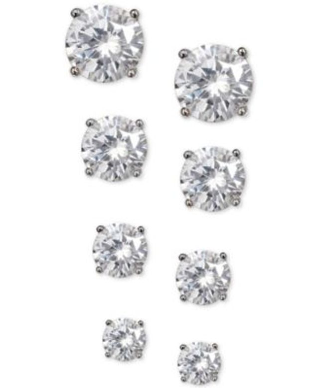 Giani Bernini Cubic Zirconia Baguette Cross Stud Earrings in Sterling  Silver, Created for Macy's