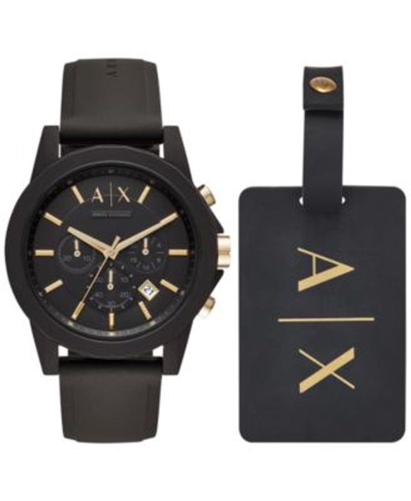 A|X Armani Exchange Men's Chronograph Black Silicone Strap Watch 45mm Gift  Set | Plaza Las Americas