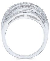 Diamond Multi-Row Cluster Ring (1 ct. t.w.) Sterling Silver