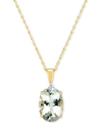 Prasiolite (4-1/2 ct. t.w.) & Diamond Accent 18" Pendant Necklace 14k Gold (Also Smoky Quartz)