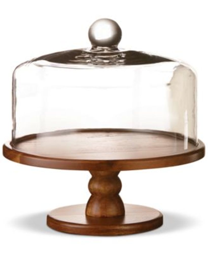 Thirstystone CLOSEOUT! Scallop-Edged Marble & Wood Cake Stand - Macy's