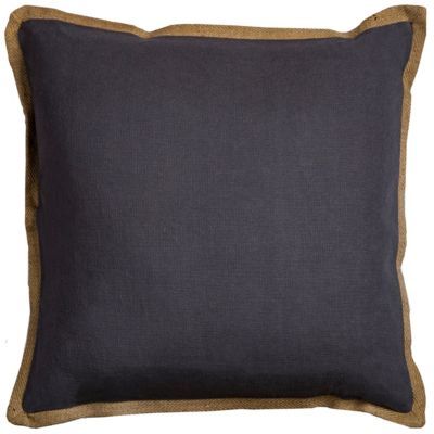 Jute Trim Solid Polyester Filled Decorative Pillow, 22" x