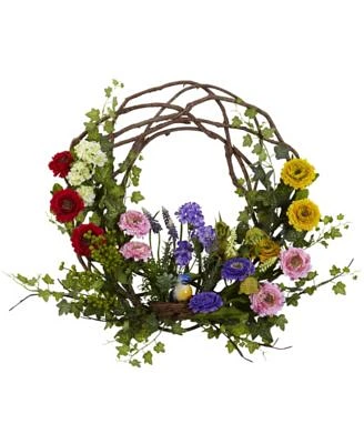 22" Spring Floral Wreath