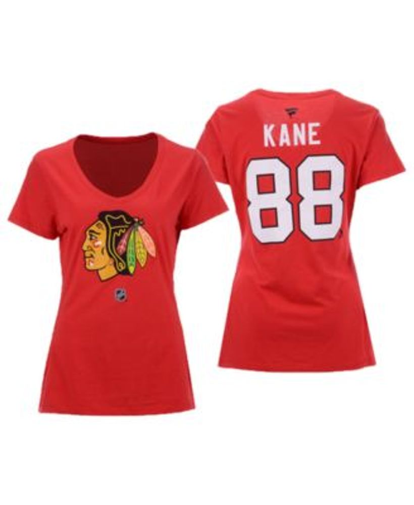 Women's Fanatics Branded Patrick Kane Red/Black Chicago Blackhawks Lace-Up  Raglan Sweatshirt