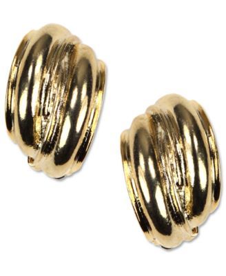 Earrings, Gold-Tone Button E-Z Comfort Clip On Earrings