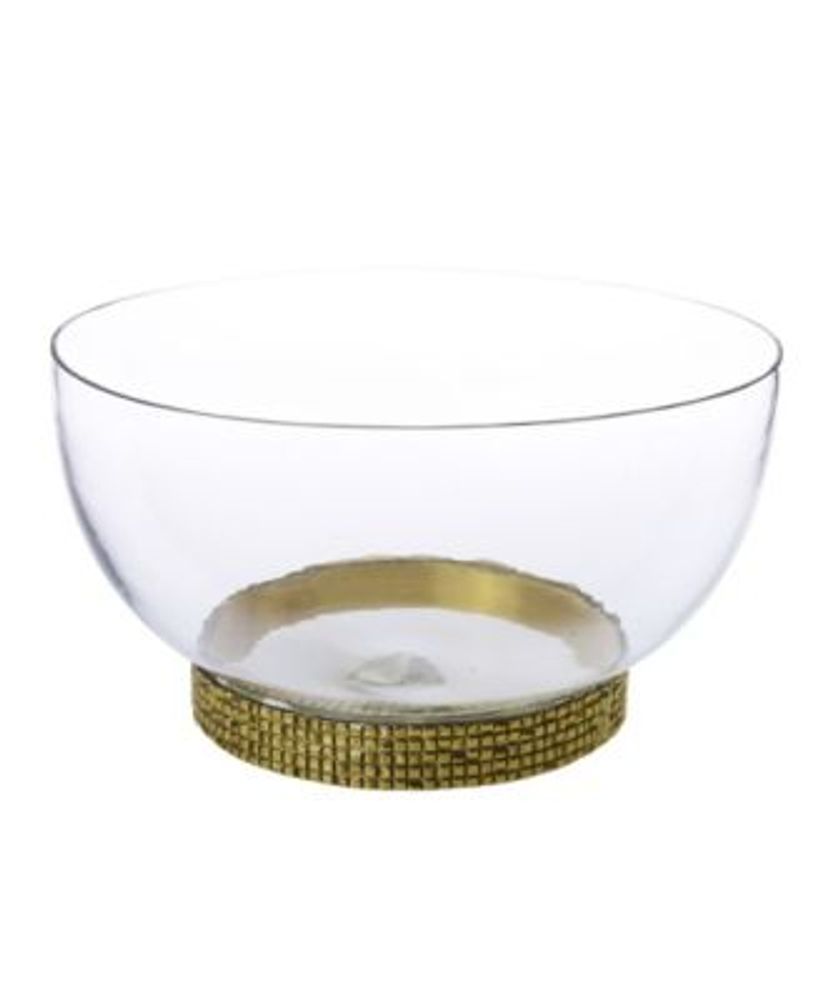 10" Glass Bowl with Mosaic Base