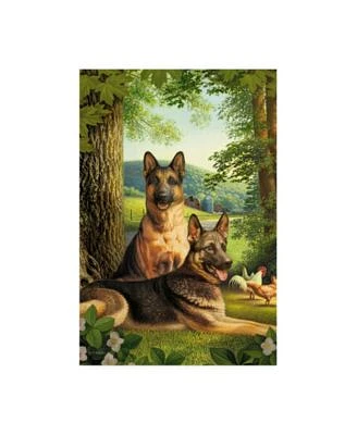 Dan Craig German Shepards/Chicken Canvas Art