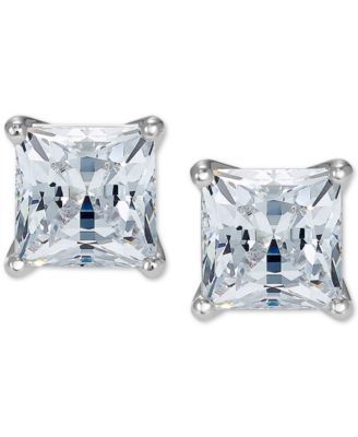 Rose Gold-Tone Cubic Zirconia Square Stud Earrings