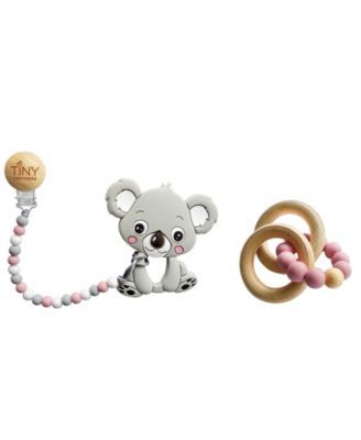 3 Stories Trading Tiny Teethers Infant Silicone And Beech Rattle And Teether Gift Set, Koala