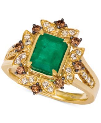 Costa Smeralda Emerald (1-1/5 ct. t.w.) & Diamond (1/2 ct. t.w.) Ring set in 14k Gold