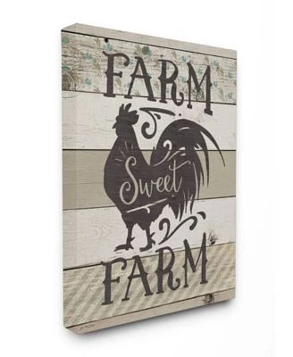 Farm Sweet Farm Rustic Rooster Canvas Wall Art