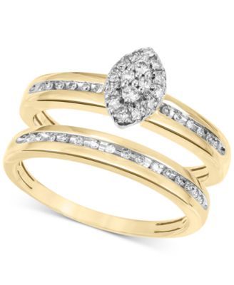 Diamond Marquise Cluster Bridal Set (1/5 ct. t.w.) 14k Gold