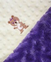Minky Baby Girl Blanket With Embroidered Girl Bear