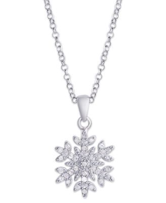 Diamond 1/4 ct. t.w. Snowflake Pendant Necklace in Sterling Silver