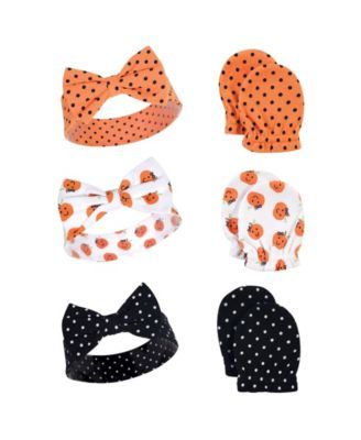 Girl 6-piece Dots Headband and Scratch Mitten Set