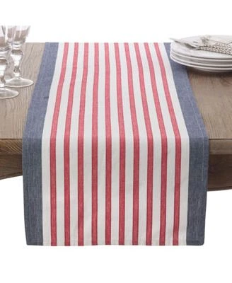 American Flag Usa Red White Blue Stripe Cotton Table Runner