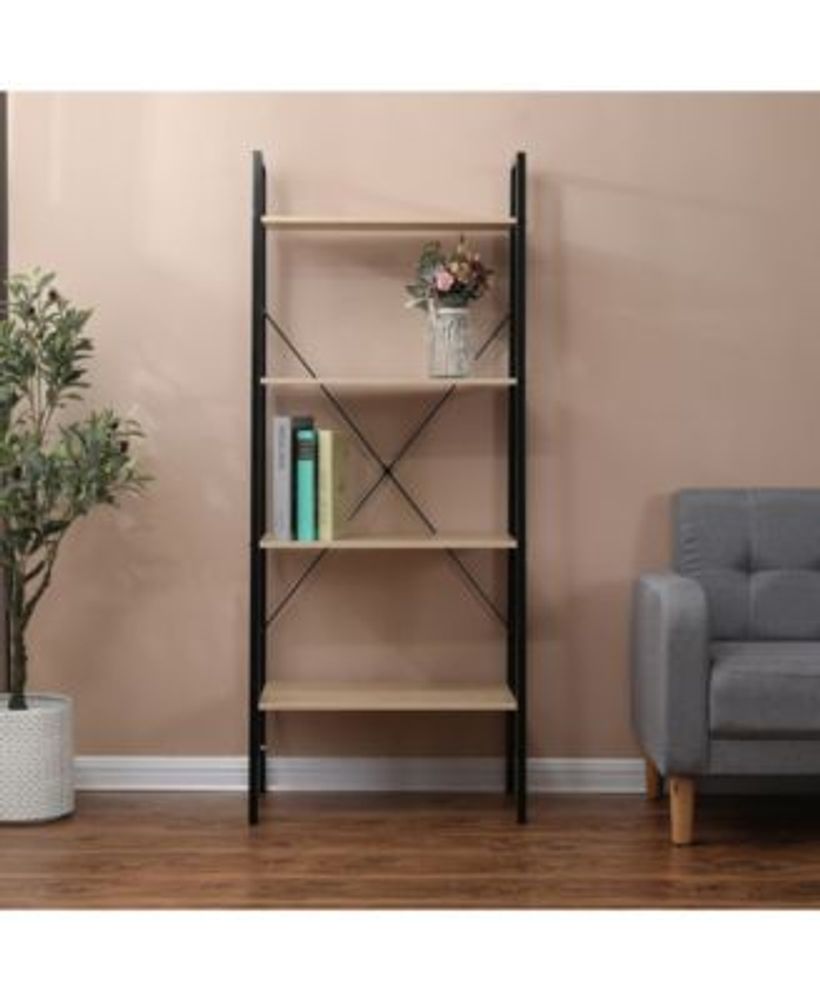 Wood And Metal 58" Height Ladder Shelf 4-Tier Etagere