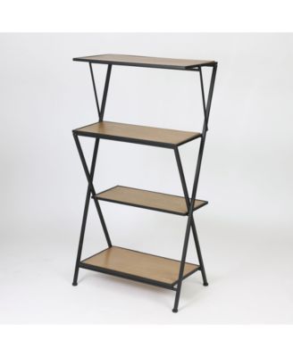 Modern Wood And Metal 55.6" Height Four-Tier Etagere Bookcase
