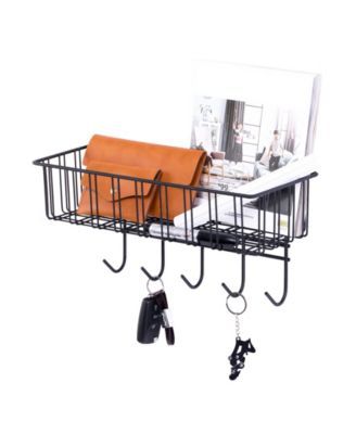 Vintiquewise Metal Wall Mounted Entryway Organizer Rack with Hooks