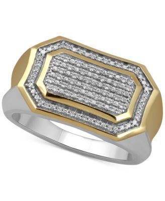 Men's Diamond Pavé Cluster Ring (1/5 ct. t.w.) Sterling Silver & 18k Gold-Plate