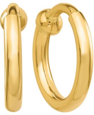 Polished Clip-On Hoop Earrings in 14k Gold