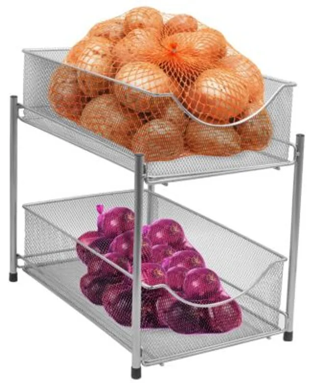 Sorbus 2 Tier White Metal Mesh Sliding Drawers Organizer Baskets