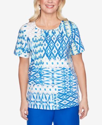 Women's Missy Look On The Brightside Ikat Patch Top