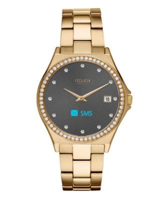 Connected Women's Hybrid Smartwatch Fitness Tracker: Crystal Case with Gold Metal Strap 32mm