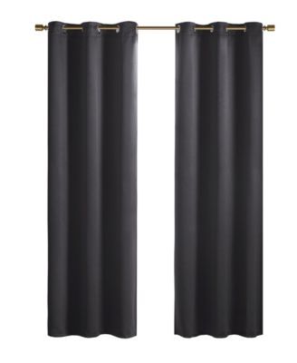 2 Piece Taren Solid Blackout Triple Weave Grommet Top Curtain Panel Pair, 42" W x 95" L