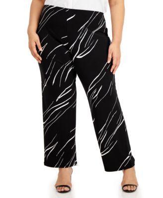 Plus Printed Wide-Leg Soft Pants, Created for Macy's