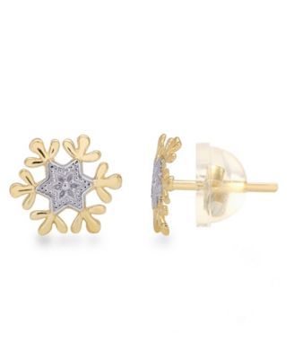 Children's Frozen Snowflake Stud Earrings in 14k Gold