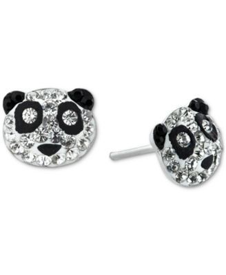 Crystal Panda Stud Earrings in Sterling Silver, Created for Macy's