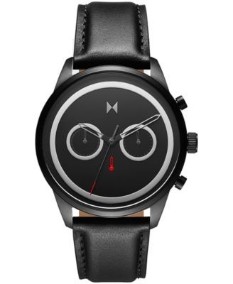 Men's Chronograph Powerlane Black Leather Strap Watch 43mm