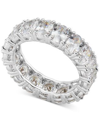 Cubic Zirconia Oval Eternity Band Sterling Silver